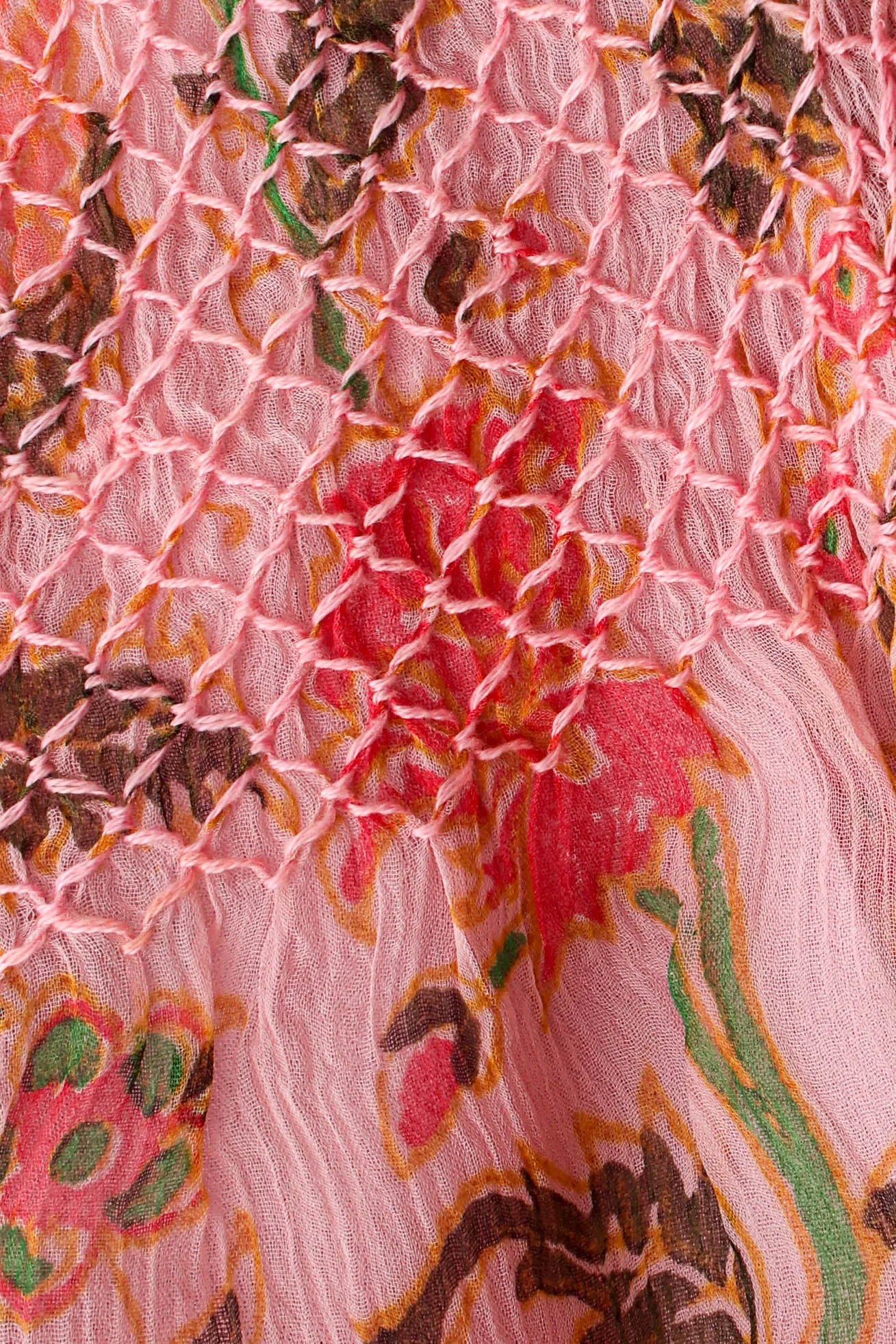 Sheer Botanical Peasant Dress