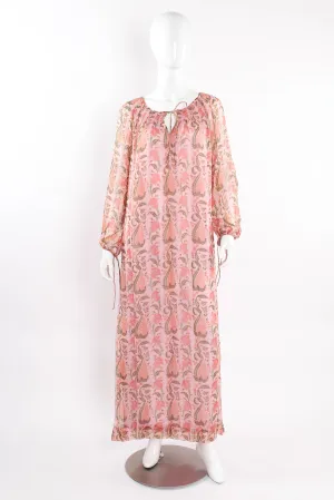 Sheer Botanical Peasant Dress