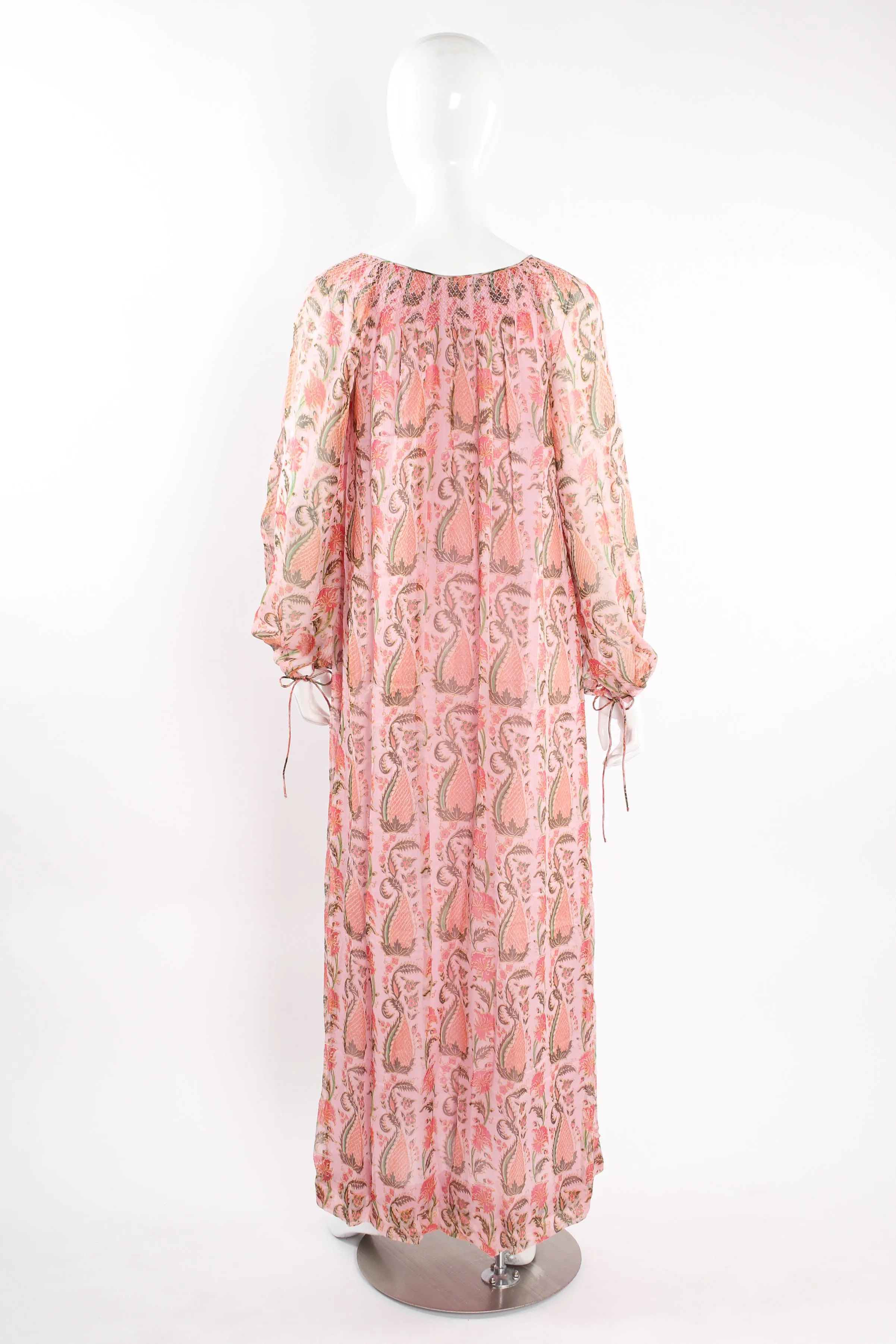 Sheer Botanical Peasant Dress