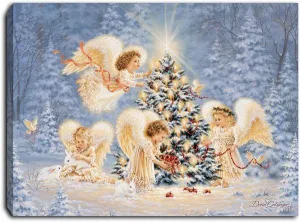Silent Night Gentle Light Lighted Mini Tabletop Canvas Picture 8 x 6"