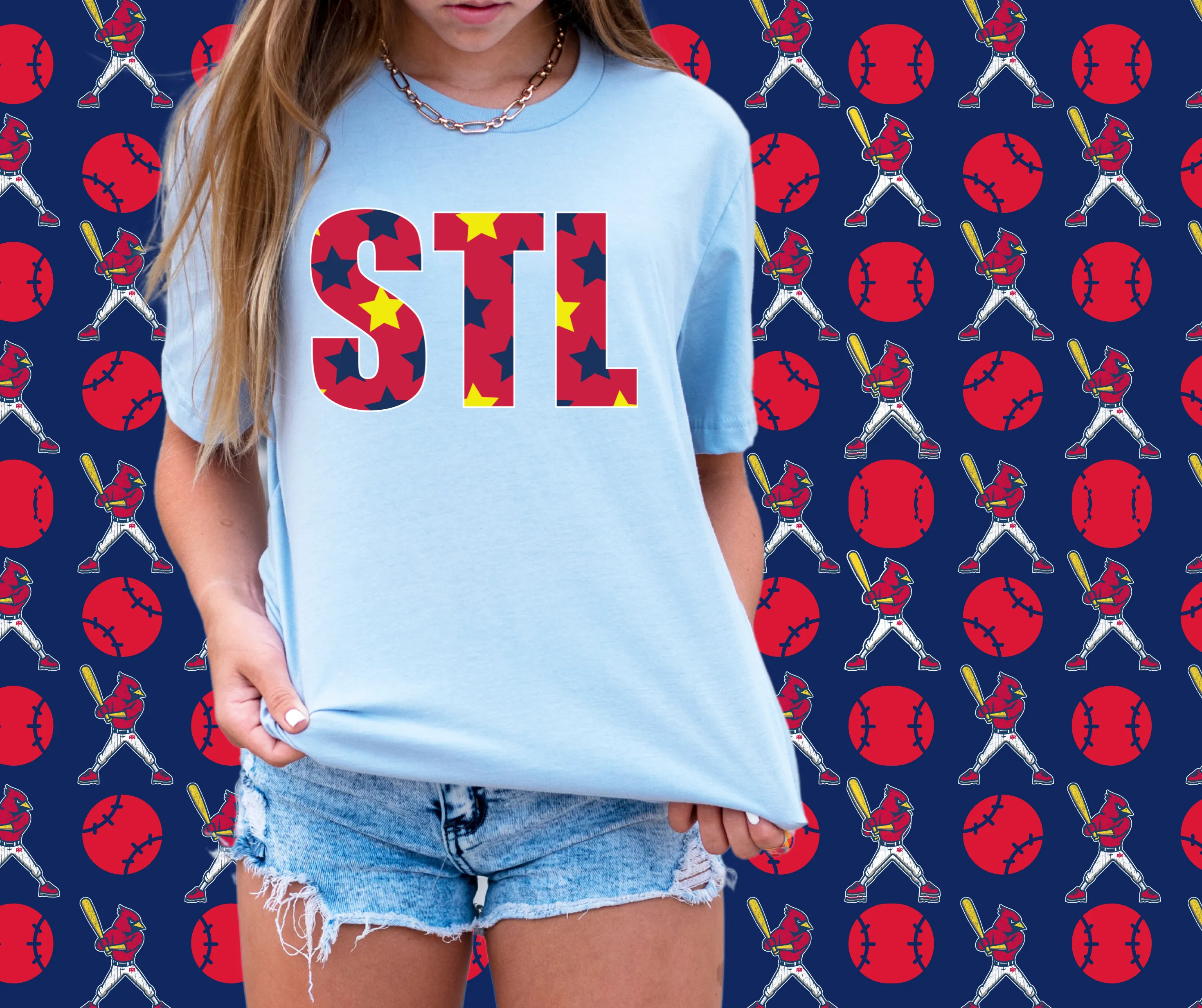STL Stars Light Blue Graphic Tee