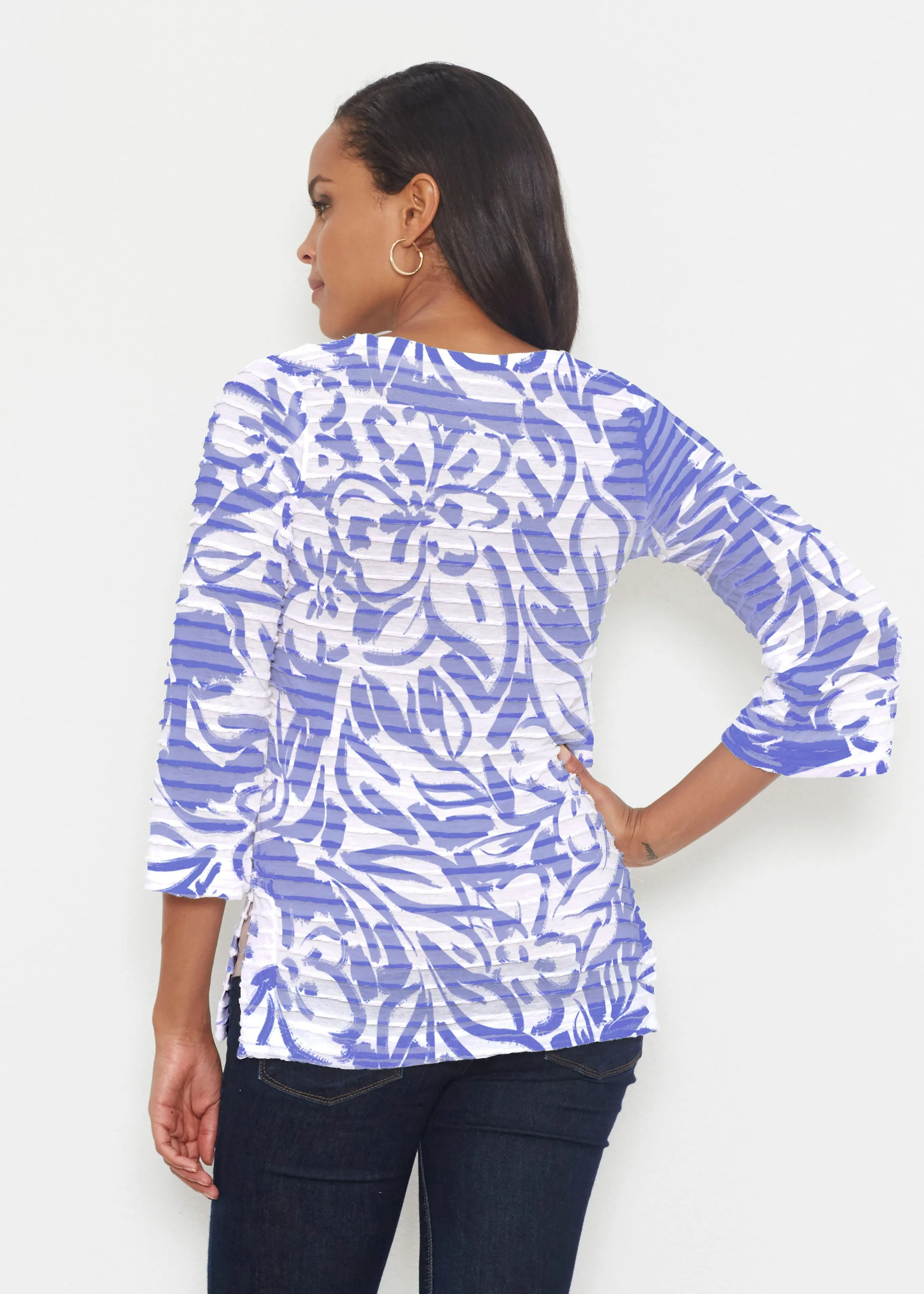 Summer Breeze Perri (8164) ~ Banded 3/4 Bell-Sleeve V-Neck Tunic