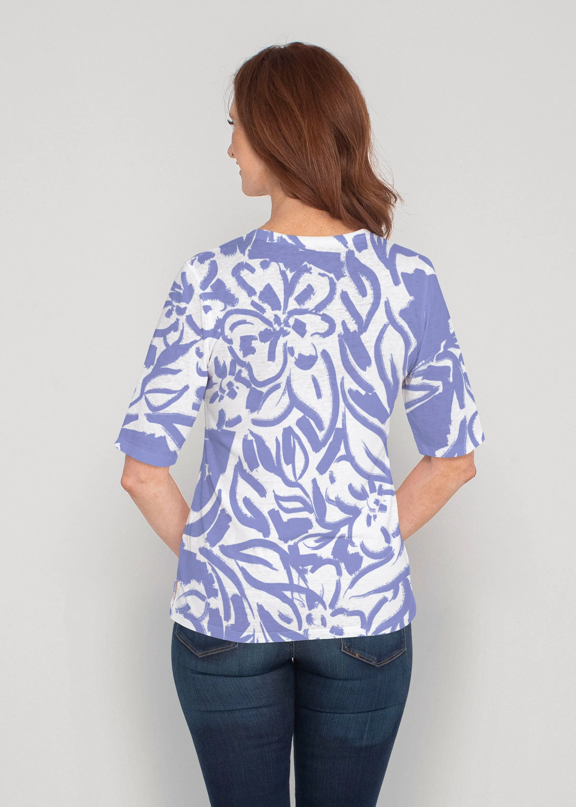 Summer Breeze Perri (8164) ~ Signature Elbow Sleeve V-Neck Top