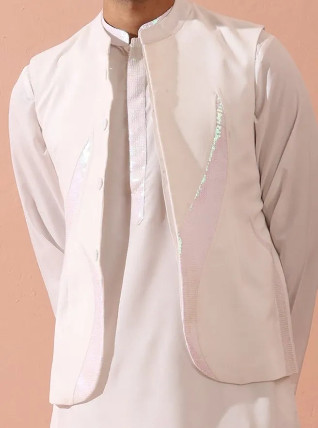 White and Iridescent Sequin Fire Jacket