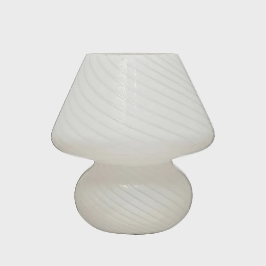 White Blown Glass Table Lamp w/ Inline Switch
