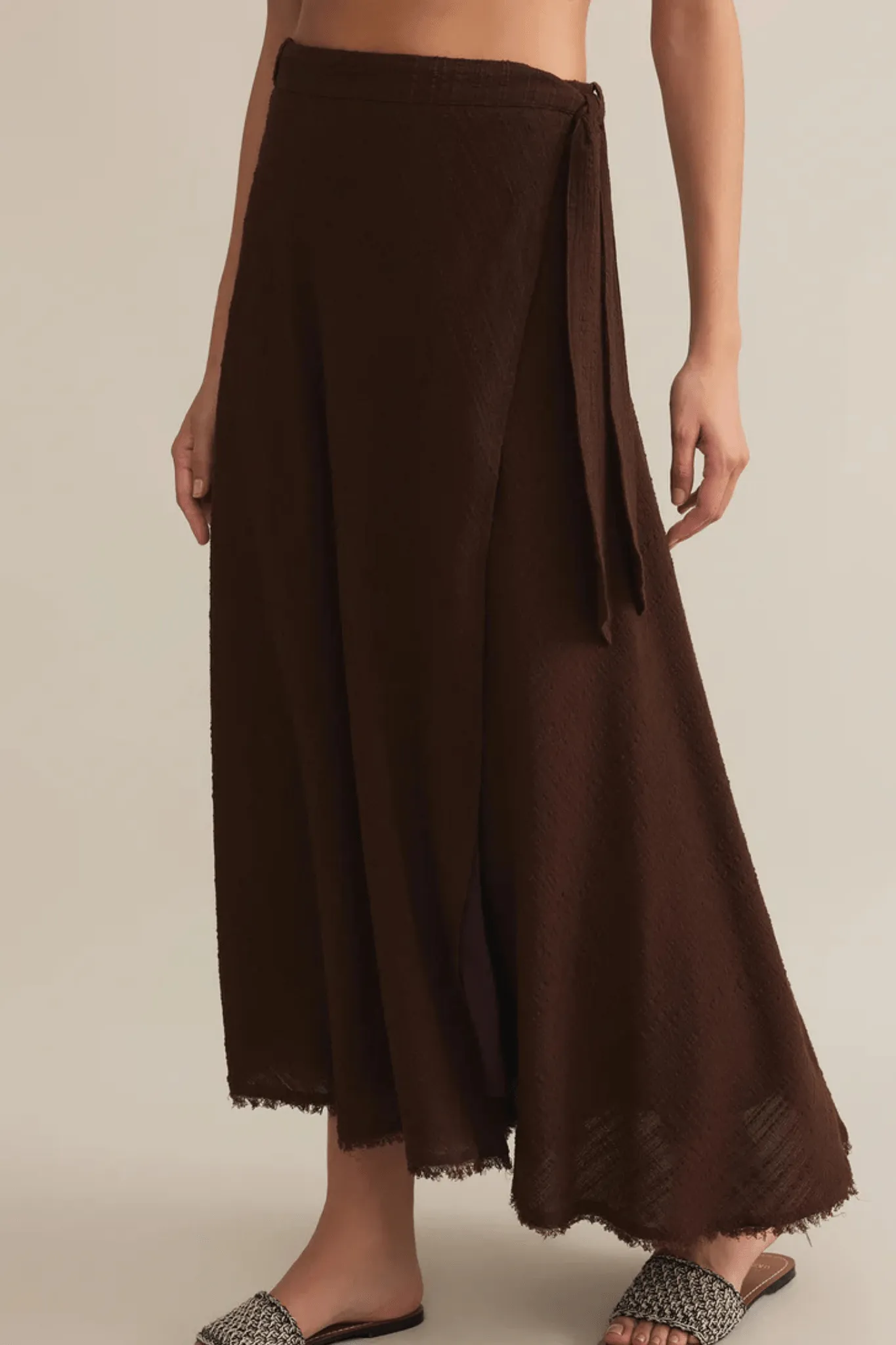 Z Supply: Salerno Wrap Midi Skirt in Lava Rock