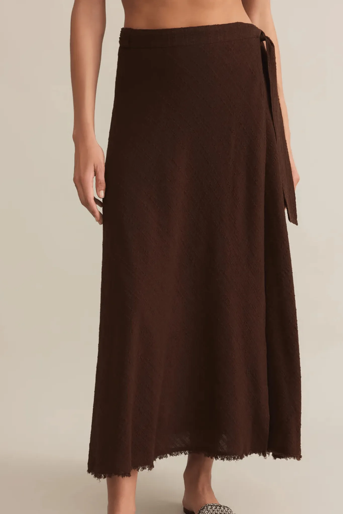Z Supply: Salerno Wrap Midi Skirt in Lava Rock