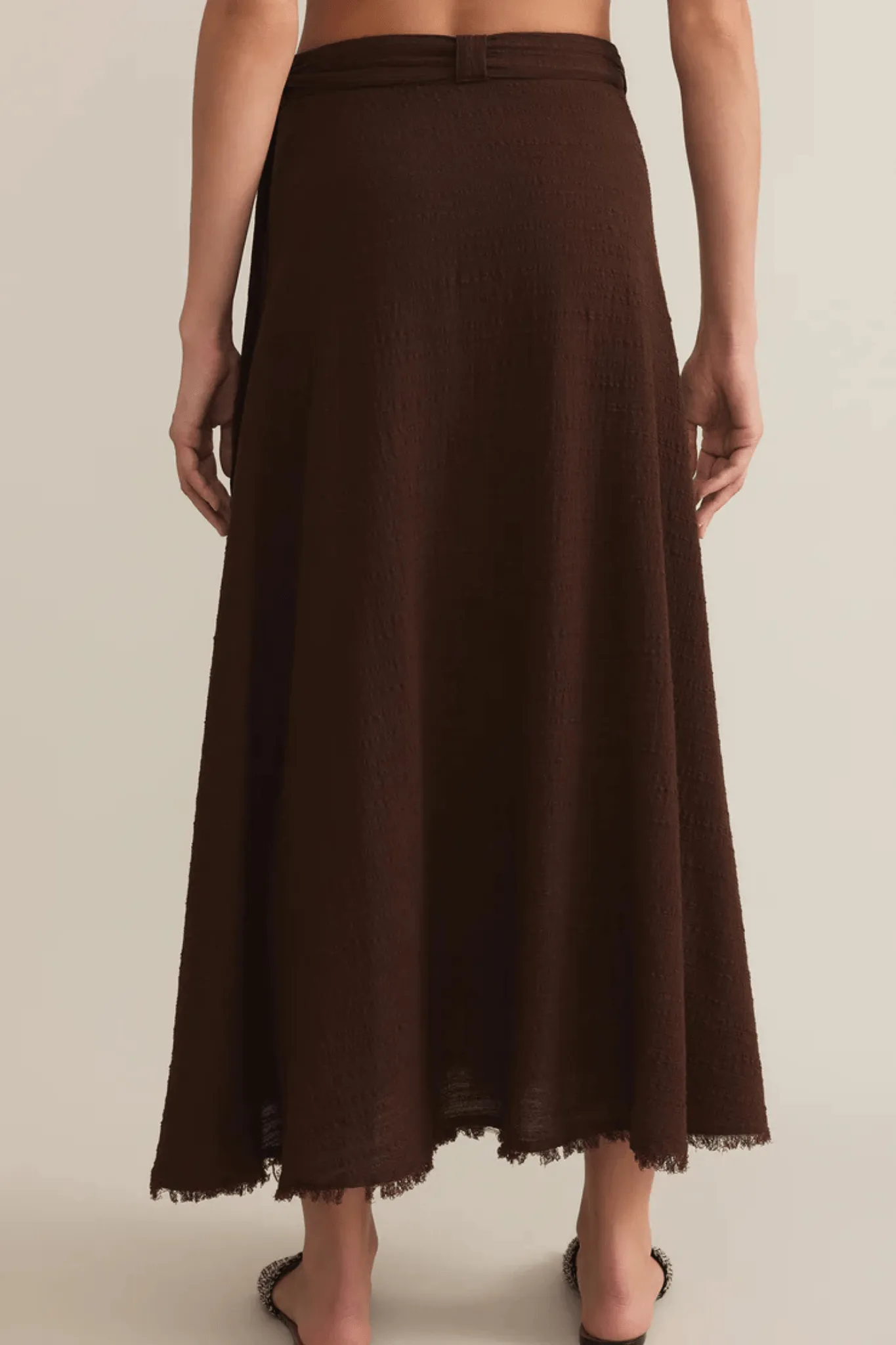 Z Supply: Salerno Wrap Midi Skirt in Lava Rock