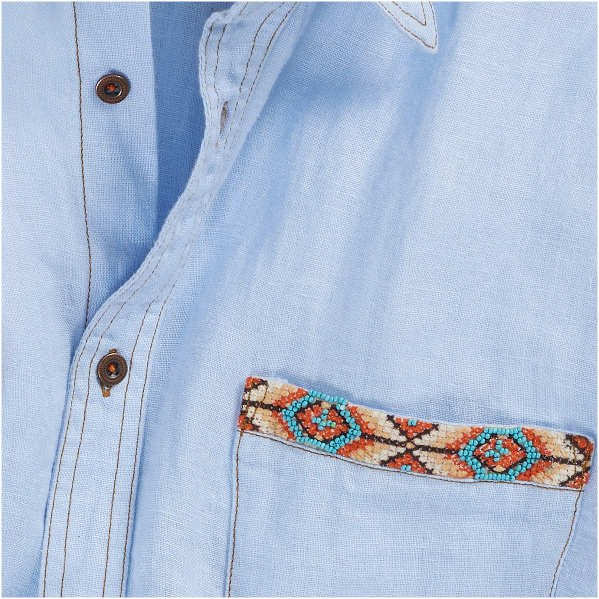 Zacatecas Beaded Linen Shirt - Tall